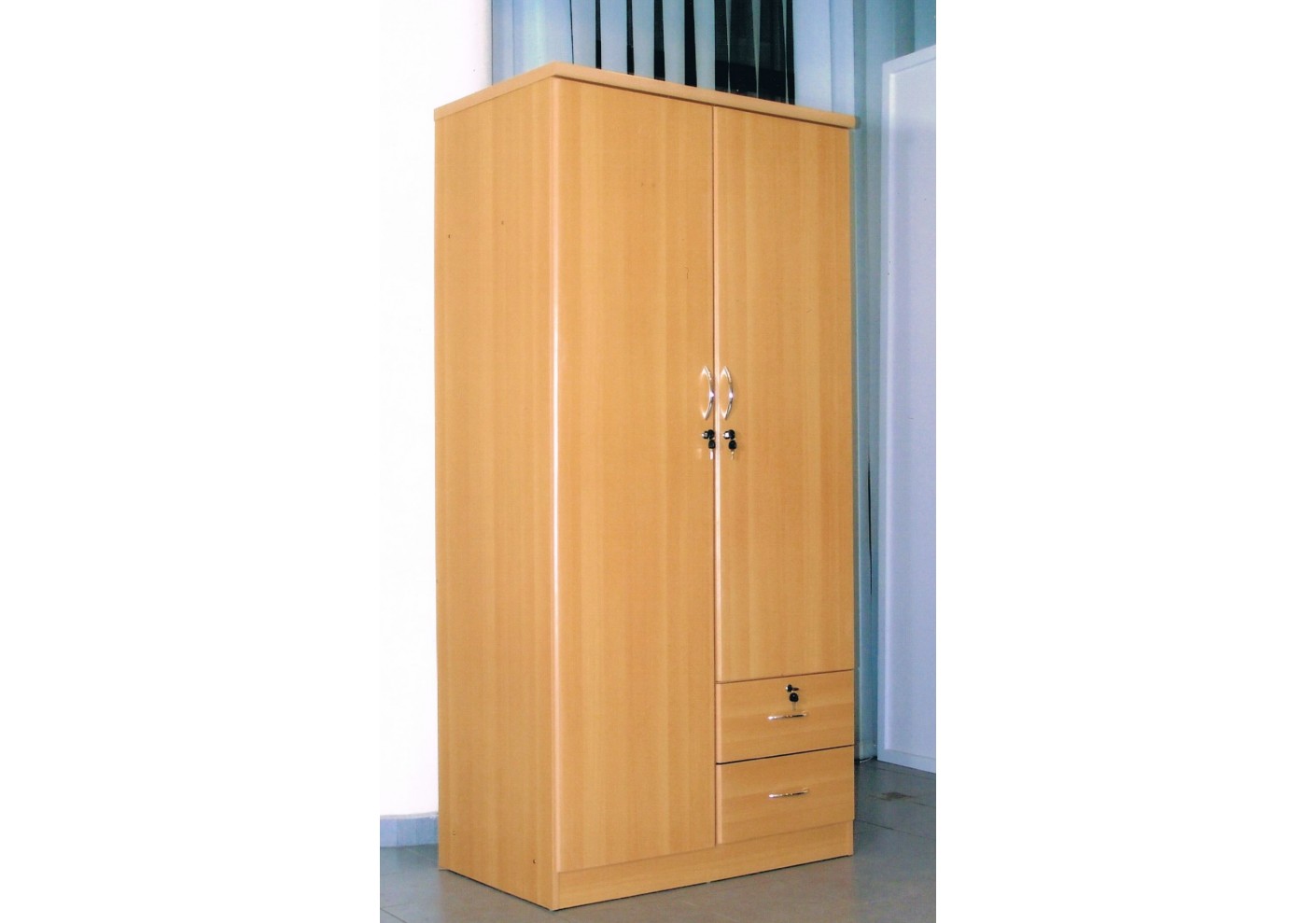 Armoire 2 Portes 2 Tiroirs Victoria Merisier