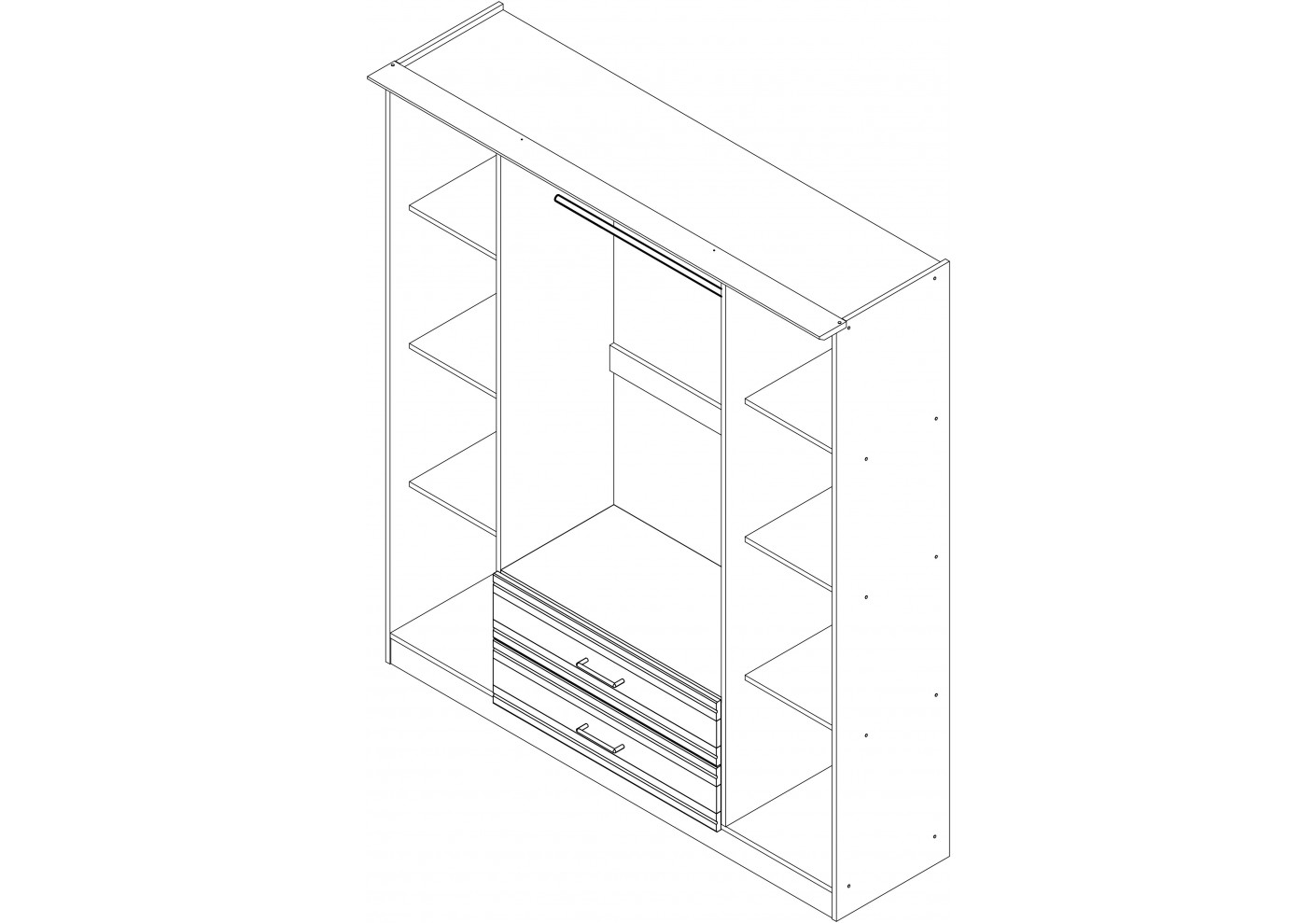 Armoire 4 Portes 2 Tiroirs Miranda Noyer Armoires Rangement
