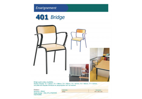 Gamme Bridge 401 Chaise de professeur avec accoudoirs