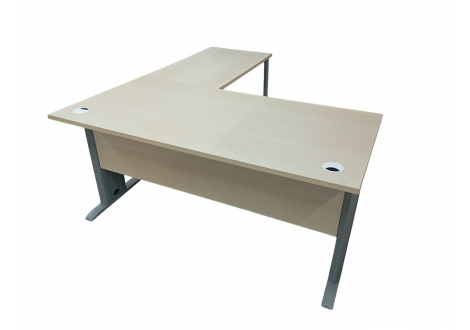 Bureau INDIANA Métal L180 + retour chêne blanc