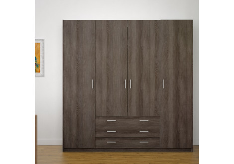 Armoire FIRENZE chêne Anthracite 4 portes 3 tiroirs