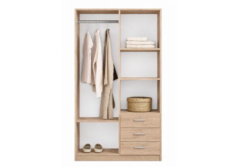 Armoire DORA 2 portes/3 tiroirs chêne doré