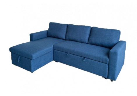 Canapé d'angle convertible DANA tissu lin bleu