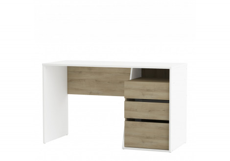 Bureau JEFFERSON 3 tiroirs chêne Kronberg et blanc