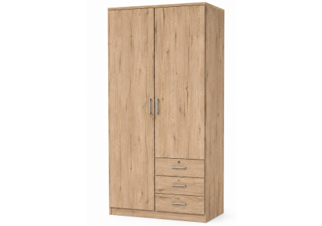 Armoire CHERRY 2 portes/3 tiroirs chêne doré