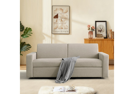 Canapé convertible DARWIN tissu beige 3 places