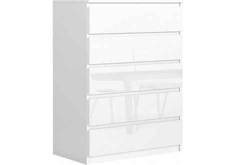Commode NOVA blanc 5 tiroirs