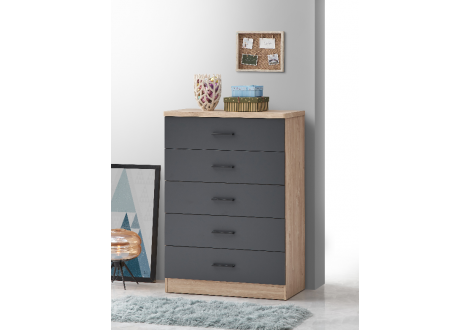 Commode ANEMONE 5 Tiroirs  chêne clair