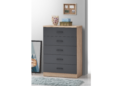 Commode ANEMONE 5 Tiroirs  chêne clair