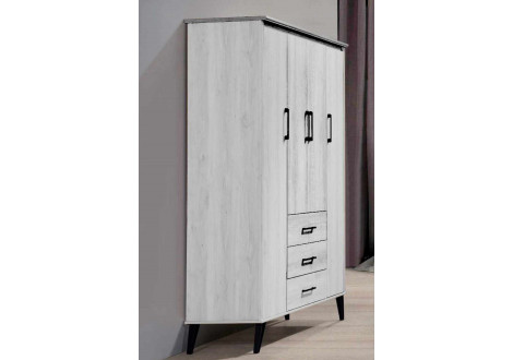 Armoire 4 portes/3 tiroirs TESSA chêne Blanc
