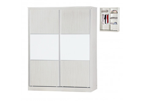 Armoire 2 portes coulissantes WENDY chêne blanchi