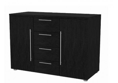 Buffet bas 2 portes 4 tiroirs BERGEN  Chêne Noir