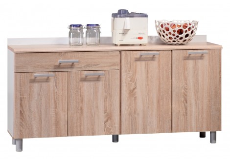 Buffet bas 4 portes/1 tiroir PHOENIX chêne/blanc 