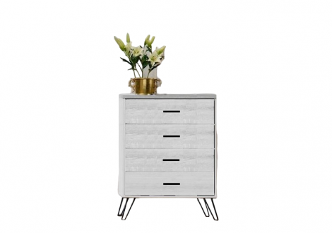 Commode 4 tiroirs TESSA chêne blanc