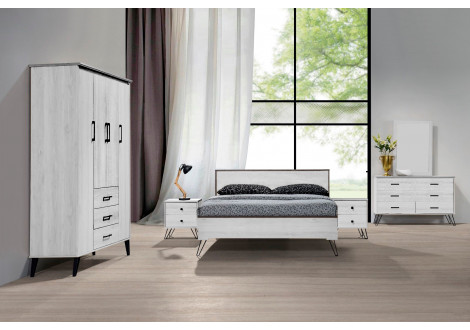 Chambre 4 Pièces TESSA chêne Blanc