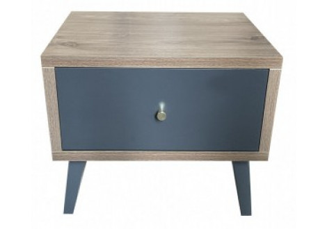 Chevet SUZY 1 tiroir décor noyer et gris