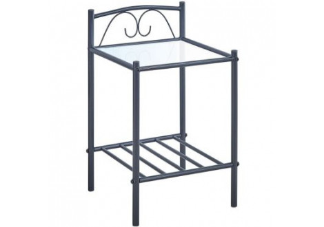 Chevet 1 tablette en verre ROMEO métal Anthracite