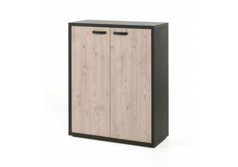 Armoire COPA L90 H112 P40 cm Basse 2 portes Noir Châtaignier