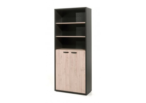 Armoire COPA L90 H216 P40 cm haute 2 portes + étagères Noir Châtaignier