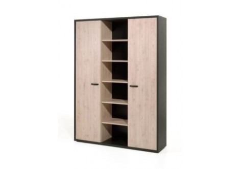 Buffet haut COPA L160 H222 P40 cm cm 2 portes avec étagères Noir Châtaignier