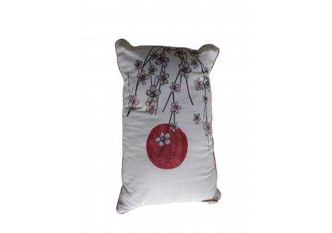 Coussin IMPRIME 30X50 cm Blanc ou Gris + fleur