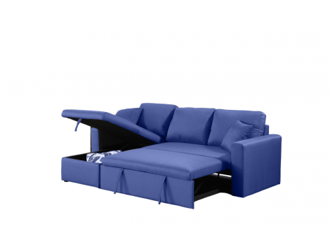 Canapé d'angle convertible DALLAS tissu bleu