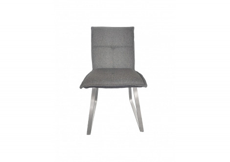 Chaise CHARLIZE tissu gris foncé et pieds en inox brossé