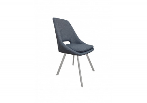 Chaise LISE tissu gris foncé et pieds en inox brossé