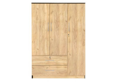Armoire DORA 3 portes / 2 Tiroirs chêne doré