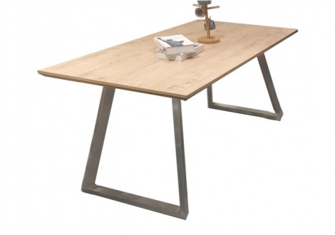 Table ELISE 180x90 cm noyer et métal brossé