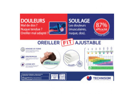 Oreiller 45x65cm  Ergonomique FIT Ajustable 