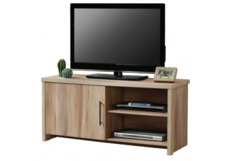 Meuble TV FRED 1 porte 2 niches décor frêne