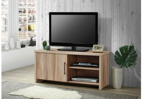 Meuble TV FRED 1 porte 2 niches décor frêne alisé 