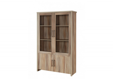 Vitrine FRED 2 portes 2 portes vitrées décor frêne alisé 
