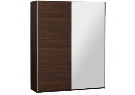 Armoire 150 GALA 2 portes coulissantes noyer/miroir