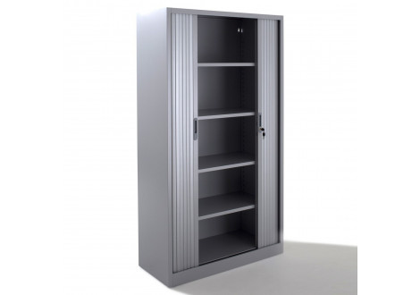 Armoire métal haute L120 H198 P45 cm 2 portes à rideaux BCH gris