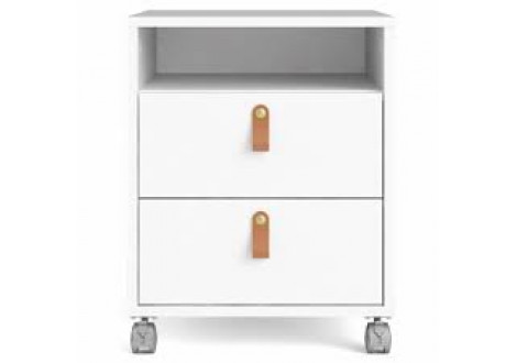 Caisson 2 tiroirs/1 niche sur roulettes PLUS blanc/chêne.
