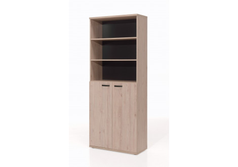 Armoire JANEIRO L90 H216 P40 cm haute 2 portes + étagères Chêne Humus