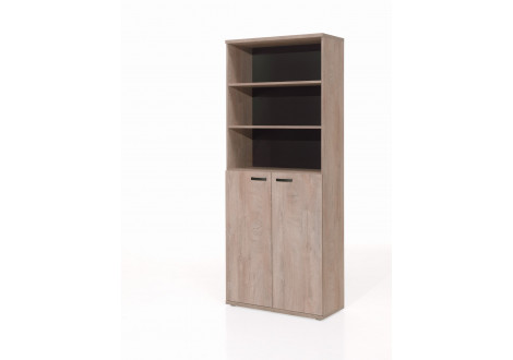 Armoire JANEIRO L90 H216 P40 cm haute 2 portes + étagères Chêne Humus