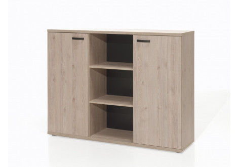 Buffet bas JANEIRO L160 H112 P40 cm cm 2 portes avec étagères Chêne Printemps