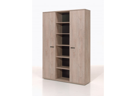 Buffet haut JANEIRO L160 H222 P40 cm cm 2 portes avec étagères Chêne Humus