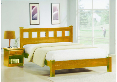 Lit 160X200 LIMA  en hévéa massif teinté naturel