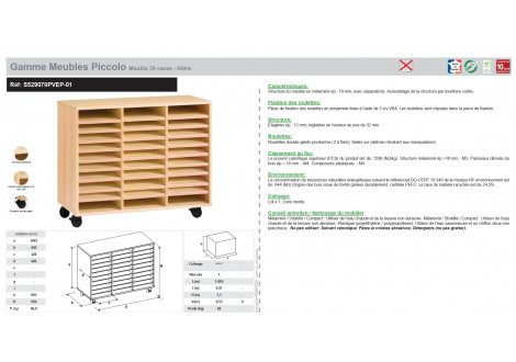 Gamme Meubles Piccolo Meuble 30 cases - Hêtre