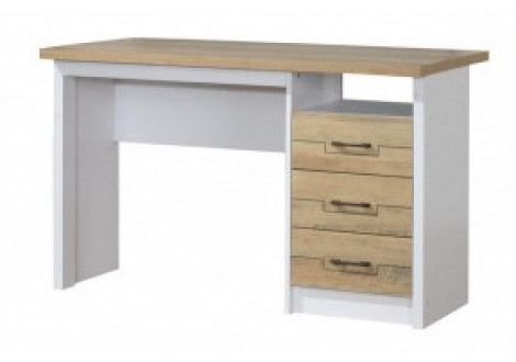 Bureau 3 tiroirs Julie chêne doré et blanc