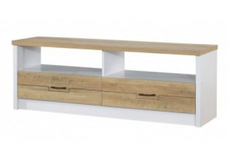Meuble télé July chêne doré et blanc