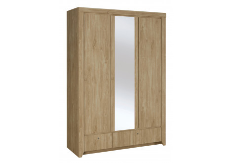 Armoire NAPOLI 3 Portes /2 Tiroirs/1 Miroir chêne ivoire