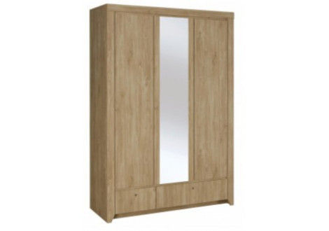 Armoire NAPOLI 3 Portes /2 Tiroirs/1 Miroir chêne ivoire