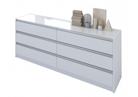 Commode 6 tiroirs SKYLINE Blanc