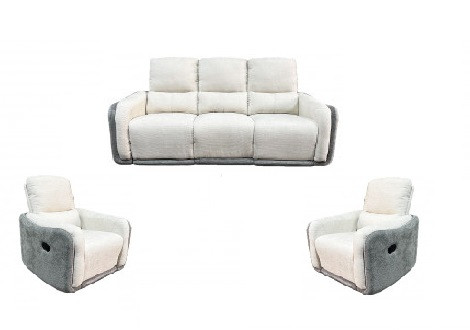 Salon PHENIX 3+1+1 beige et gris foncé