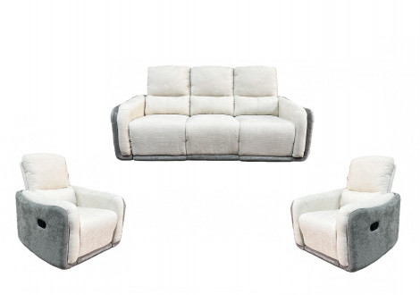 Salon PHENIX 3+1+1 beige et gris foncé